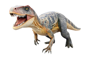 Obraz premium Allosaurus Dinosaur Model Isolated on Transparent Background Prehistoric Reptile with Open Mouth and Sharp Teeth Carnivorous Creature Ready To Pounce