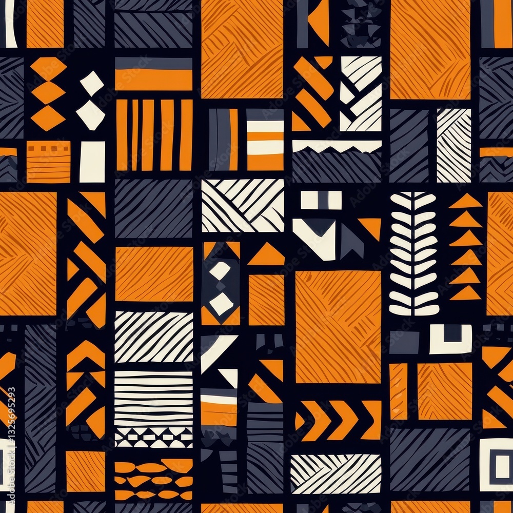 Poster Seamless patterns bold colors modern art gallery abstract design creative space top-down view visual aesthetics