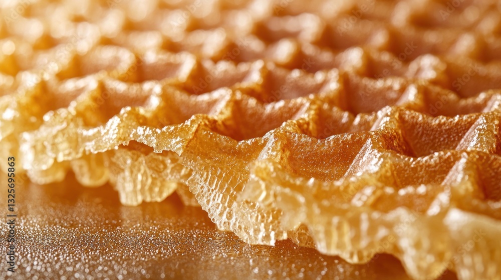 Poster a close up view displays a delicious golden waffle texture