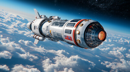 Fototapeta premium Innovative space elevator concept connecting earth and beyond a revolutionary transport solution in outer space futuristic environment aerial view