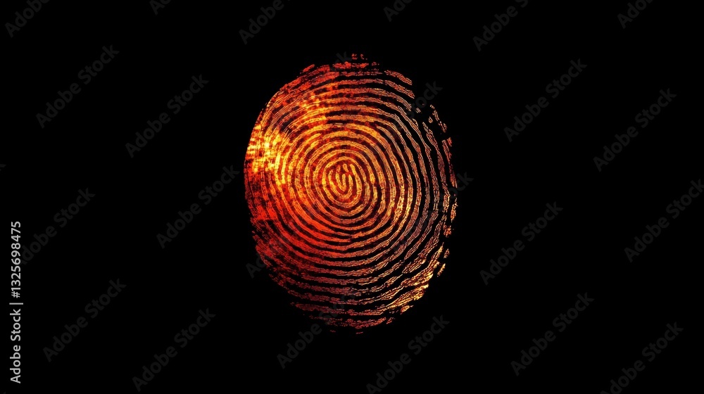 Poster abstract fingerprint design with fiery color palette against black background for digital art and cr