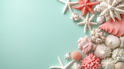 Summer clearance sale colourful beach decor with hot discounts on sea shells and starfish