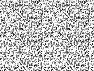 Seamless pattern of geometric and abstract faces