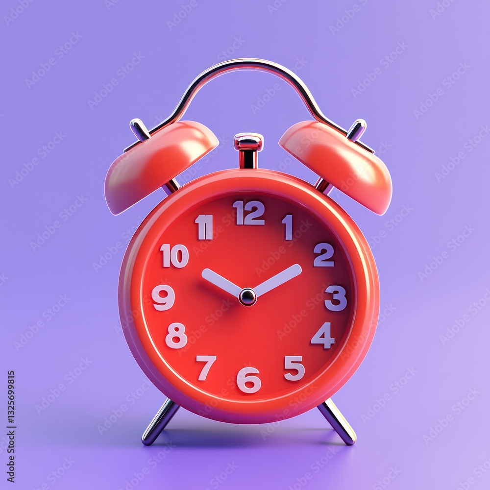 Poster time and scheduling management, 3d calendar with clock, purple.