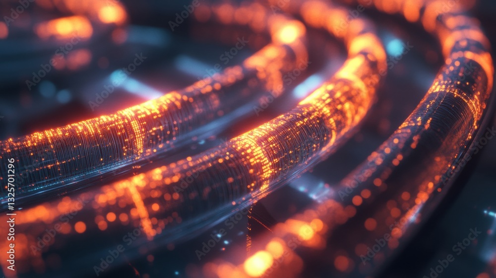 Poster futuristic digital network with glowing lines and particles in abstract technology environment