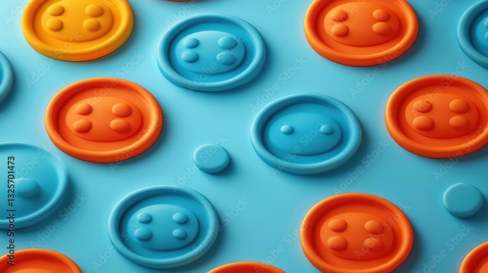 Poster colorful round buttons arranged as a decorative pattern on light background