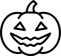 Jack o lantern in outline icon style, halloween theme.