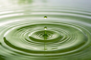 Matcha Powder Gracefully Falling Into Clear Water With Ripples Forming Generative AI