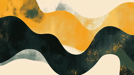 Fototapete Rund Abstract Vector Shapes in Muted Golds and Greens Offering Sleek and Stylish Visual Appeal © adince