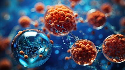 A close-up view of spherical biological cells,