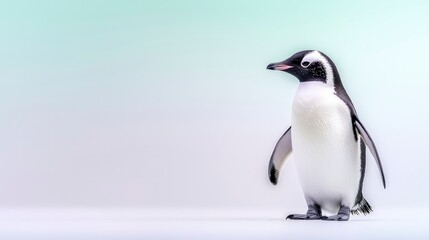 Naklejka premium Adorable Penguin High Resolution Wildlife Photo Cinematic Animal Image White Background