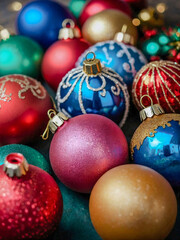 Colorful Christmas ornaments for festive home decor.