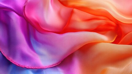 Obraz premium Soft and Flowing Satin Fabric in Vibrant Colors of Pink, Orange, and Blue for Fashion and Textile Backgrounds and Creative Projects