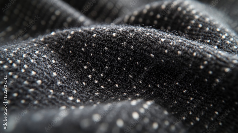 Poster close-up view of textured fabric with subtle pattern in shades of black and gray ideal for textile a