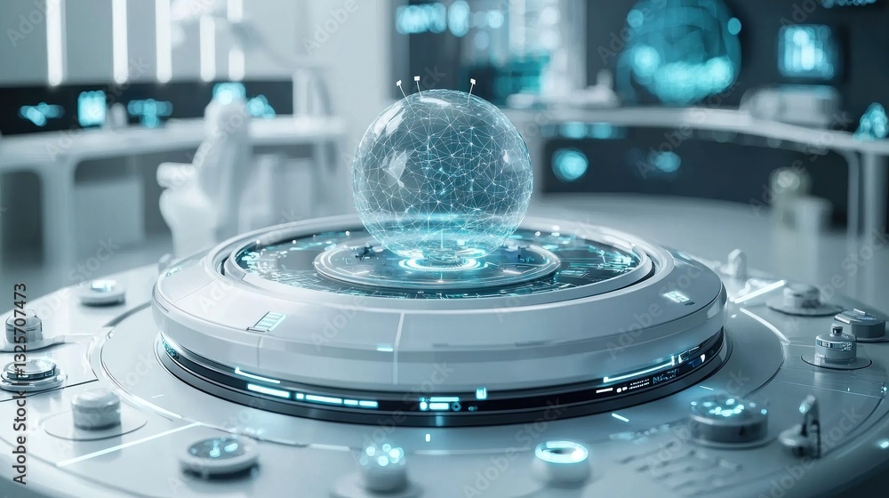Aufkleber a futuristic laboratory environment displaying a technology sphere device