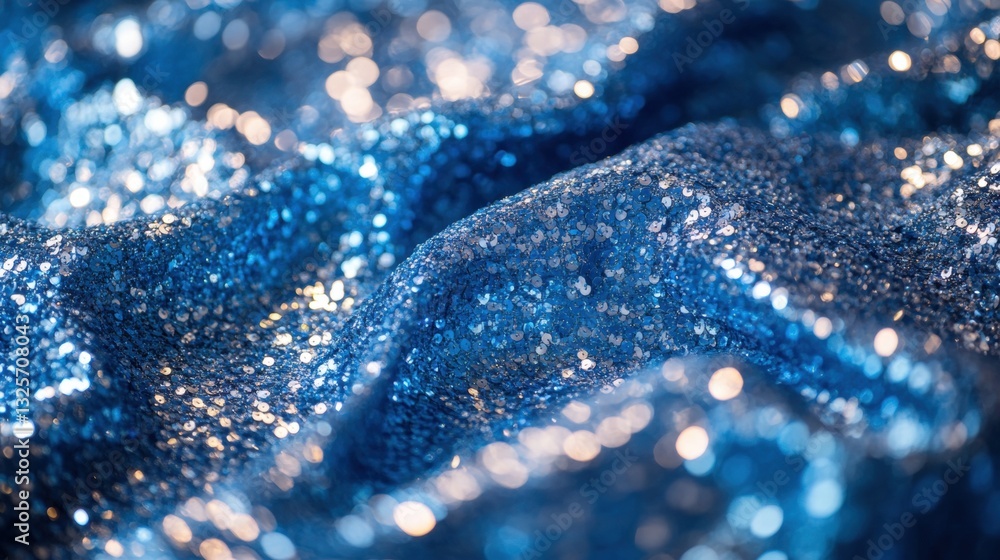 Aufkleber shimmering blue sequins fabric with soft texture reflecting light in a captivating way for fashion a