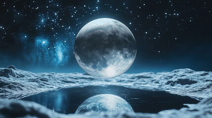 A Floating Marble Disc Against a Backdrop of Starry Night Sky for Mystical Visuals