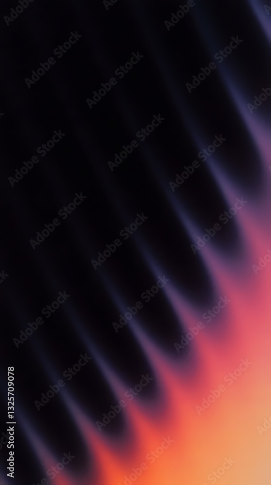 Poster diagonal bands of color gradient across a dark background