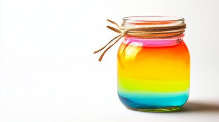 Colorful Layered Drink in a Jar with Twine Decoration