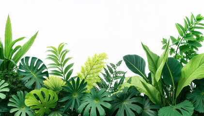 Lush green plants arranged against a white background for a fresh look