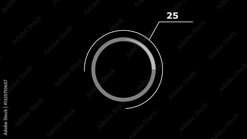 Aufkleber loading icon animation white color circle. white color storage pie chart on black background.