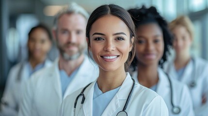 Fototapeta premium A Diverse Group Of Medical Professionals In A Hospital Setting