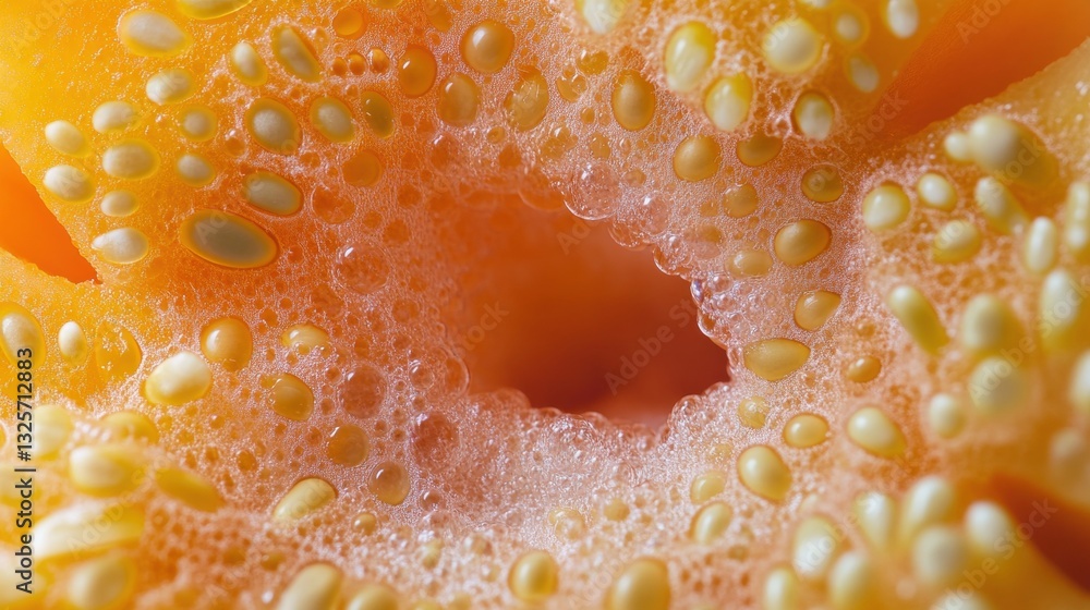 Aufkleber close-up view of textured organic fruit with bubbling surface and seeds displaying natural patterns 