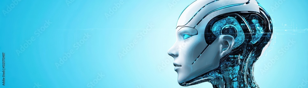 Poster futuristic ai-driven robotics concept with intelligent automation in a modern design