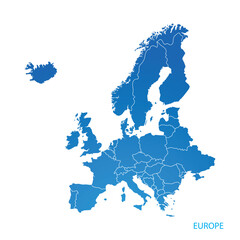 Europe map blue flat design
