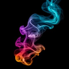 Vibrant Colorful Smoke Swirls Against Solid Black Background