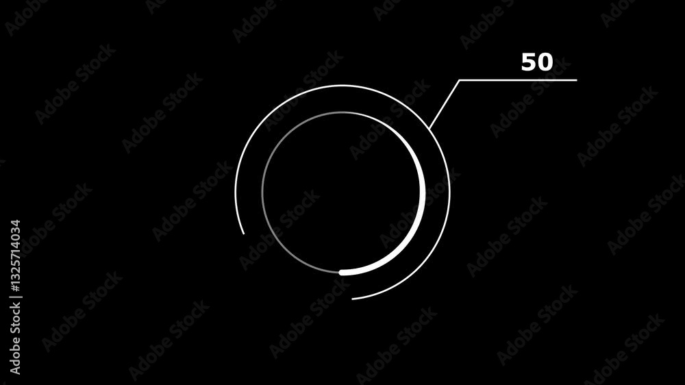Aufkleber loading icon animation white color circle. white color storage pie chart on black background.
