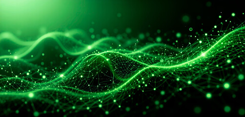 Abstract Green Energy Wave Background  Nature  Technology  Particles  Flow  Light