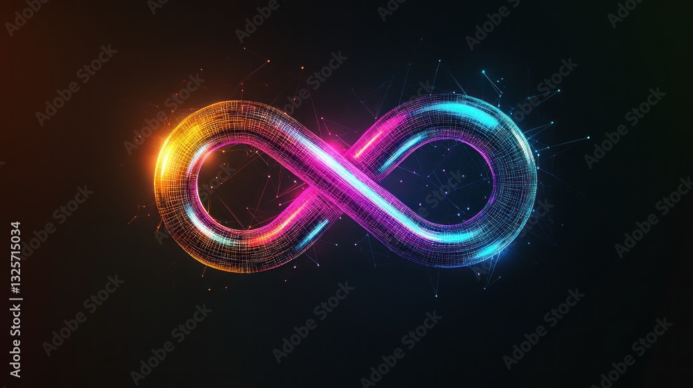 Aufkleber a glowing infinite loop symbol is brightly illuminated in space