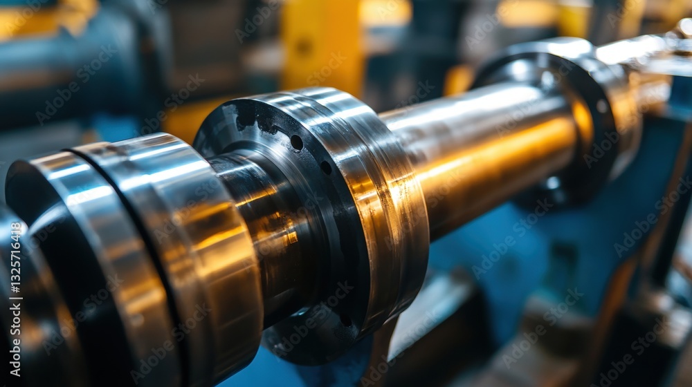 Poster close-up view of a precision engine component with detailed surface features and industrial manufact