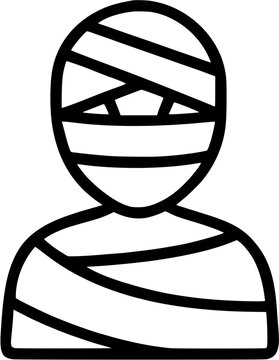 recommend clip art: Mummy in outline icon style, halloween theme.
