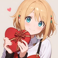 プレゼントを渡す女性　贈り物　告白　バレンタイン　クリスマス　ハート