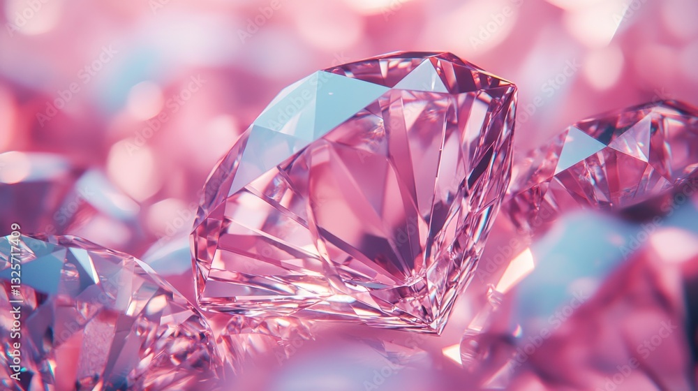 Poster Sparkling pink diamonds reflecting light creating a beautiful elegant display