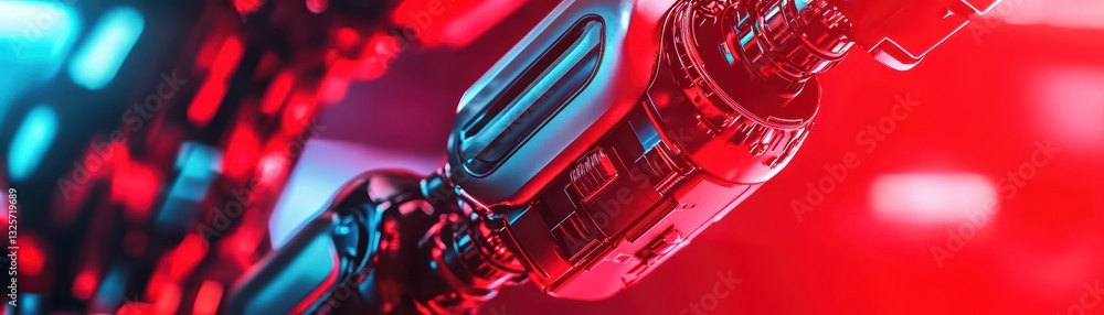 Aufkleber futuristic ai powered robotic arm in high-contrast factory setting for innovative concepts