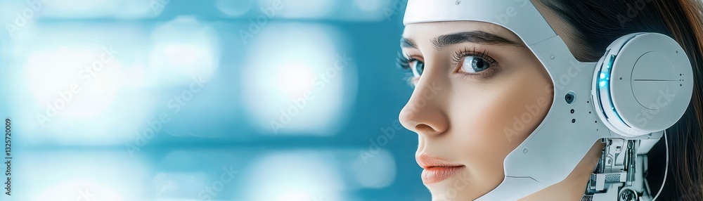 Aufkleber futuristic office concept with ai powered virtual assistant in modern technology setting