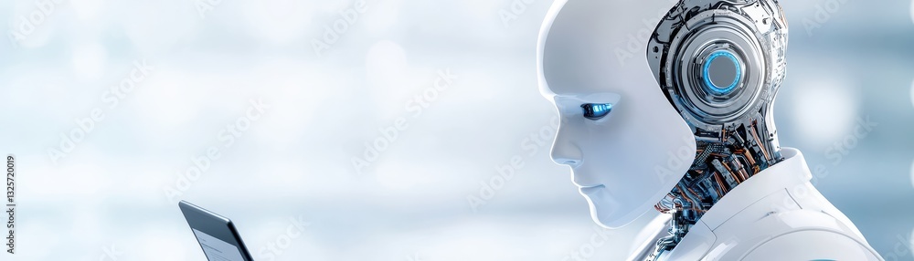 Poster futuristic office concept featuring ai powered virtual assistant in high-tech environment
