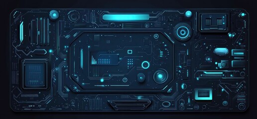 Fototapeta premium Futuristic technology circuit board with glowing elements.