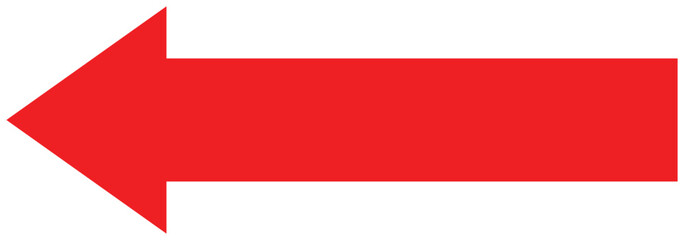 Long Arrow icon. Long arrow pointing to the left isolated on a white background. Vector trendy long arrow icon right in flat style. Bold arrow icon. large size red arrow. Vector illustration