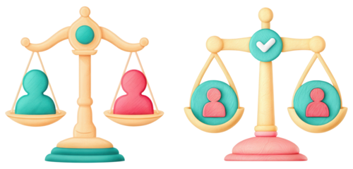 A balancing scale showcasing various strategic options for decision-making and planning.