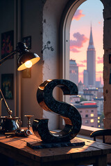 antique lamp on the table