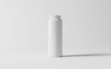 Minimalistic white bottle on a light background showcasing simplicity and elegance for product design