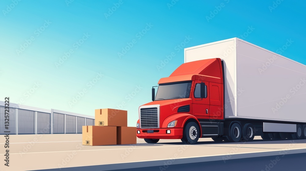 Aufkleber efficient logistics concept with workers loading boxes into a truck in a modern warehouse setting