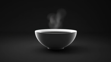 Steaming bowl, dark background, food