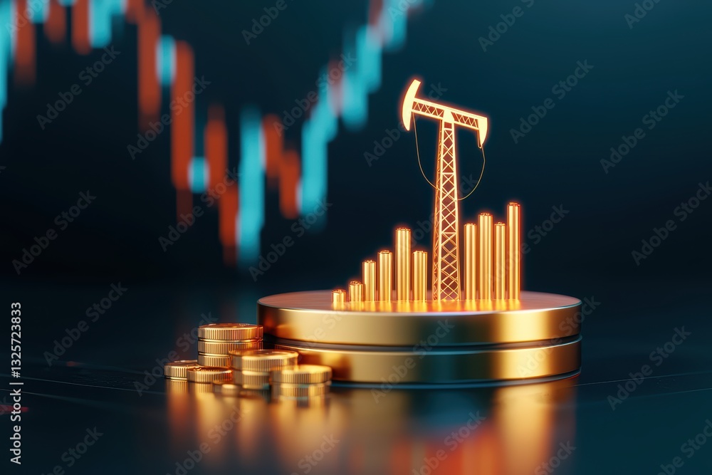 Aufkleber dynamic 3d market analysis concept with podium and graph elements for business insights