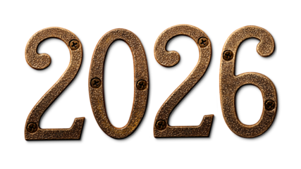 ねじで留められた2026年の鉄製のプレート