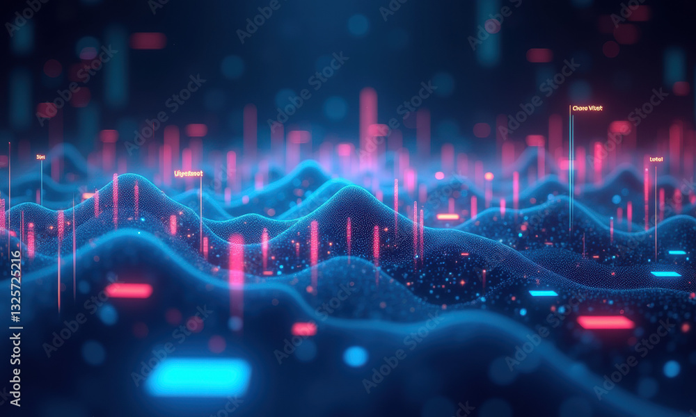 Poster abstract digital data wave background - abstract backgrounds